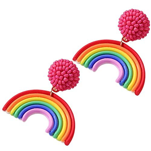 Hemobllo Bunte Kinderohrringe Regenbogen Tropfen Ohrringe Boho Stil Hängend Modisch Für Mädchen Frauen Sommer Accessoire von Hemobllo