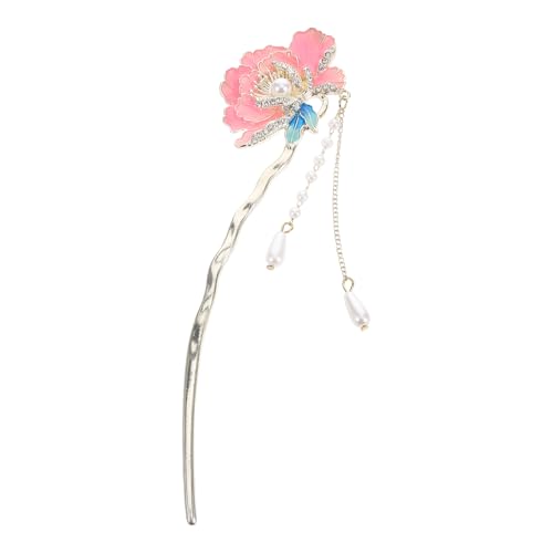 Hemobllo Chinesische Haarnadel Im Antiken Stil U-förmige Pfingstrosen-haargabel Aus Emaille Traditioneller Haarschmuck Für Frauen Haarnadel Für Dutts Und Zöpfe Dauerhaftes von Hemobllo