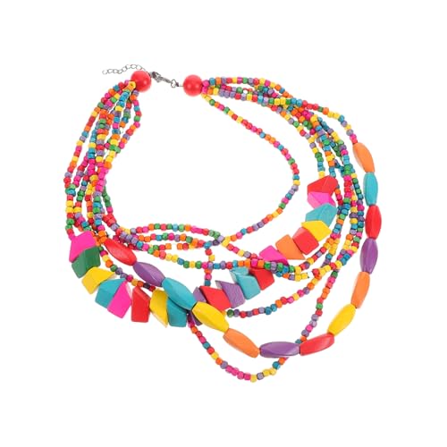 Hemobllo Chunky Bunte Perlenkette Damen Boho Halskette aus Kokosnussschale Vintage Ethno Schmuck für Partys Reise Alltag von Hemobllo