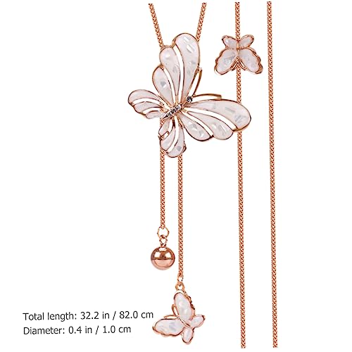 Hemobllo Damen Halskette mit Schmetterlingsanhänger Lange Pulloverkette Roségold und Schwarz Modischer Modeschmuck Glänzende Halskette für Frauen Hautfreundlich und Langlebig von Hemobllo