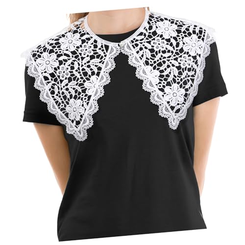 Hemobllo Weißer Damen Spitzenkragen Fake Collar Mit Blumenmuster Aus Baumwolle Atmungsaktiv Und Strapazierfähig Passend Zu Weste Kleid Hemd Und Jacke Für Partys Und Hochzeiten von Hemobllo