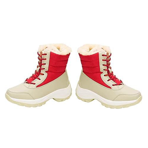 Hemobllo Damen Winterstiefel mit Warmem Kunstfell Gefüttert Rutschfeste Gummisohle Schnürboots für Schnee und Alltag Mittelhoch Robust und für Kalte Tage und von Hemobllo