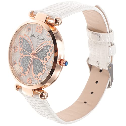 Hemobllo Schmetterling Damen Uhr Hochwertige Armbanduhr Frauen Schauen Zu Exquisite Uhrenverzierung Frauen Uhren Leichte Uhrenverzierung Betrachten Weiß Legierung Geschenk Modestil Fräulein von Hemobllo