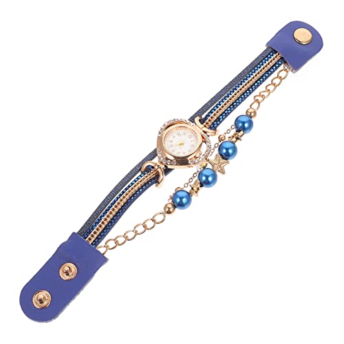 Hemobllo Damenuhr Armband Armbanduhr Armbänder Für Frauen Uhrenarmband Mit Perlen Elastische Armbänder Luxus-Armbanduhr Für Legierung Strasssteine Schmücken Fräulein von Hemobllo