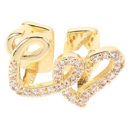 Hemobllo Doppelte Herz Kupfer Zahngrill mit Funkelnden Zirkonsteinen Bequeme Modisches Party Accessoire für Damen und Herren für Kostüme und Alltag Einfach Anzuwenden Goldfarben von Hemobllo