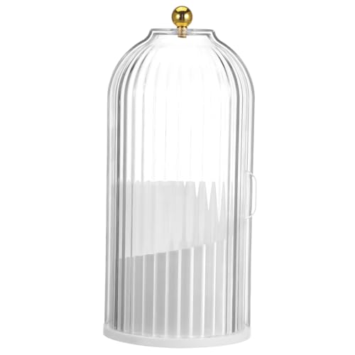 Hemobllo Drehbarer Make Up Pinselhalter mit Deckel für Schminktisch Kosmetikpinsel Organizer Großer Stauraum für Pinsel und Lippenstifte Design Transparent von Hemobllo