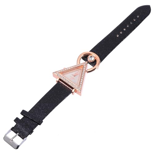 Hemobllo Dreieckige Modeuhr: Damenarmband Armbanduhr - Frauen-Strass-Uhr - Uhr Mit Lederband Einfache - Leseuhren Leder Damenuhr Damenuhren Liebhaber von Hemobllo