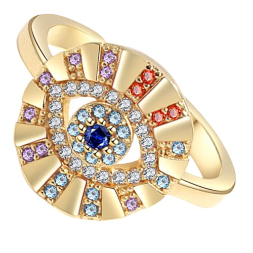 Hemobllo Einstellbarer Damenring mit Bösem Auge Modischer Verstellbarer Fingerring Goldfarbener Emaille Ring für Besondere Anlässe Party und Alltag Stilvolles Schmuckaccessoire von Hemobllo