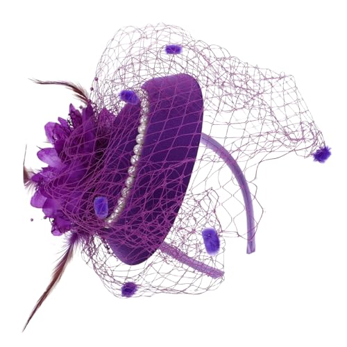 Hemobllo Eleganter Mesh Fascinator mit Perlen und Federn Modischer Haarschmuck für Hochzeiten Teepartys und Festliche Anlässe Vielseitiger Kopfschmuck für Damen Stilvolles Accessoire für von Hemobllo