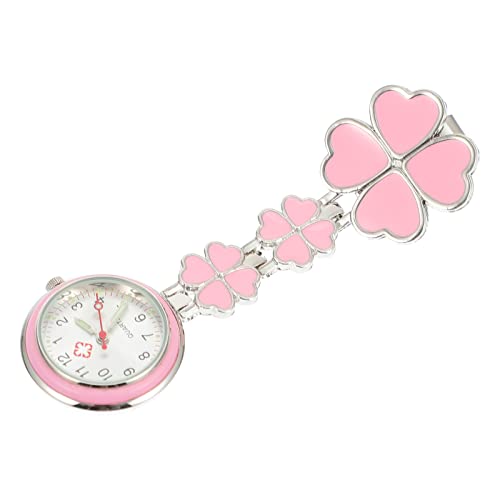 Hemobllo Taschenuhr Einziehbare Arztuhr Clovers Brustuhr Ostern Uhr Geschenk Klee Hängende Uhr Arzt Abschlussgeschenk Ansteckuhr Pflegeuhr Fräulein Legierung Trick Normaler Glasspiegel von Hemobllo