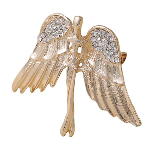 Hemobllo Engelsflügel Brosche Goldfarben mit Strass Damen Anstecknadel für Kleidung Schal Rucksack Langlebige Einzigartige Schmuckverzierung von Hemobllo