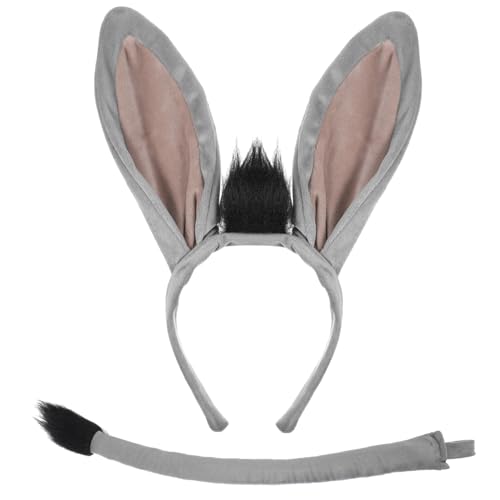 Hemobllo Eselohren Für Erwachsene Plüsch Stirnband Mit Und Nase Tier Cosplay Zubehör Halloween Kostüm Accessoire Tierhaar Accessoires Set von Hemobllo