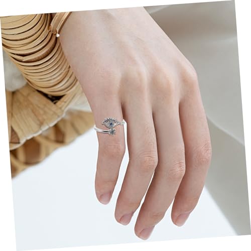 Hemobllo Evil Eye Ring Offener Verstellbarer Fingerring mit Blauer Steinfassung Unisex Schmuck Modisch Langlebig für Party Alltagslook von Hemobllo