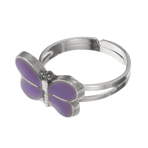 Hemobllo Farbwechsel Stimmungsring für Mädchen Libellen Design Temperaturabhängiger Schmuck Epoxid Zinklegierung Verstellbarer Ring für Teenager und Geburtstag von Hemobllo