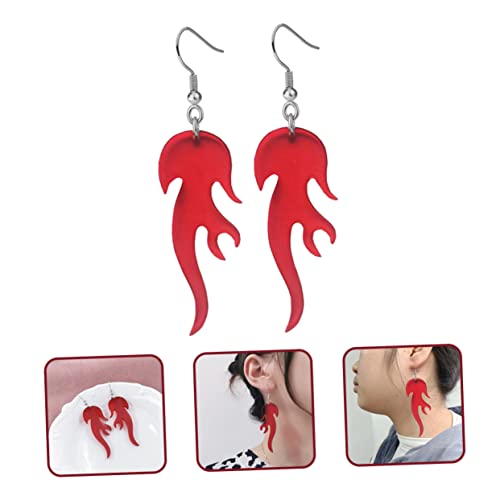 Hemobllo Flammen Ohrringe Damen Punk Transparent Rote Tropfen Ohrschmuck Extravaganter Gothic Stil für Halloween Geburtstag Weihnachten Leicht Kombinierbar und von Hemobllo