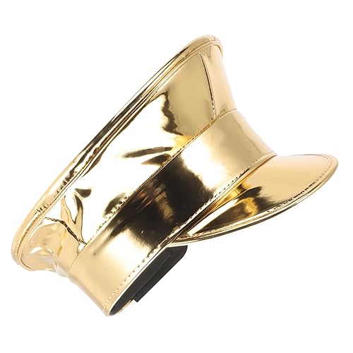 Hemobllo Glänzende Mütze Damen PU Hat mit Breiter Krempe Stilvoll für Party Bühne Cosplay und Festliche Anlässe Verstellbar und Langlebig von Hemobllo