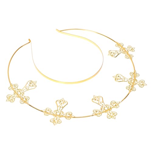 Hemobllo Goldener Haarreif mit Kreuz Tiara Langlebiges Haarschmuck Damen Stirnband für Hochzeit Party Festliche Anlässe Handgefertigt Eleganter Kopfschmuck für Brautjungfern und von Hemobllo