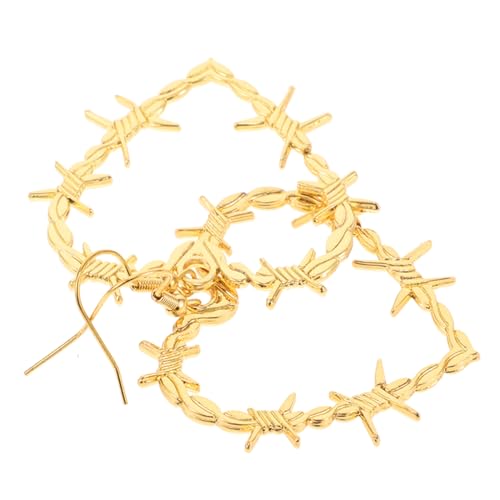 Hemobllo Gothic Herz Ohrringe Damen Punk Barbed Wire Design Goldfarben Baumelnde Hängeohrringe Halloween Schmuck für Frauen und Männer von Hemobllo