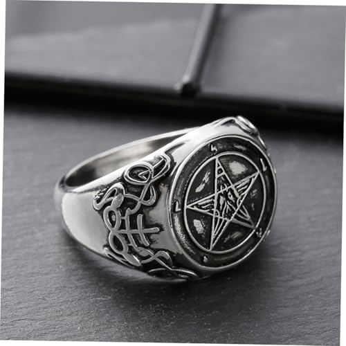 Hemobllo Gothic Pentagram Ring Damen Vintage Schmuck Punk Stil Modischer Geeignet für Halloween Cosplay Partys und Alltag Auffälliges Statement Accessoire von Hemobllo