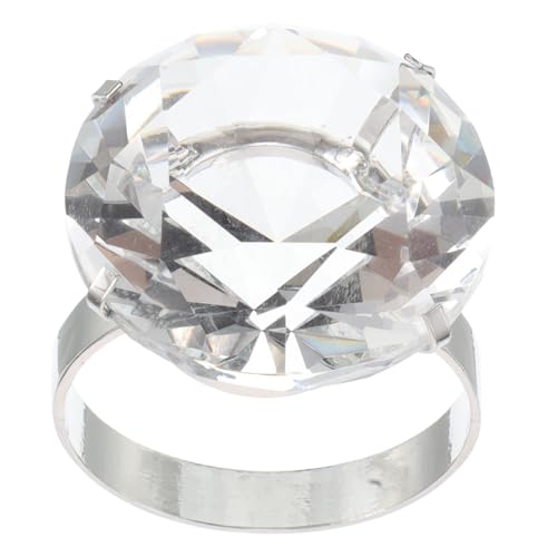 Hemobllo Großer Kristallklarer Diamantring Deko Verlobungsring Prop für Hochzeitsfeiern Leichtes Funkelndes Schmuckstück als Romantische Partydekoration von Hemobllo