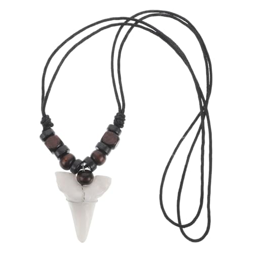 Hemobllo Haifischzahn Anhänger Halskette Mit Wachsseil Und Verstellbarer Kordel Harz Zahnform Surfer Schmuck Für Damen Und Herren von Hemobllo