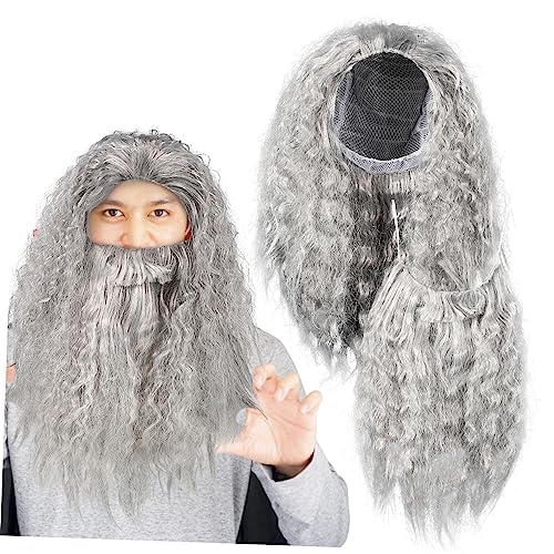 Hemobllo Halloween Cosplay Perücken Set Grauer Perücke Kostümzubehör für Fasching Karneval Fotografie Requisiten Sicher Langlebig Hochwertigem von Hemobllo