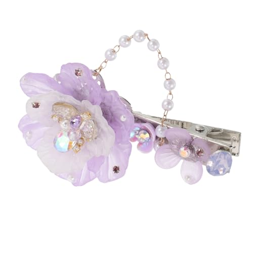 Hemobllo Handgefertigter Haarschmuck mit Resinblumen und Perlen Tasseln Seitlicher Haarklammer für Damen Chinesischer Stil Haarspange für Brautfrisuren und Haarstyling Accessoires von Hemobllo