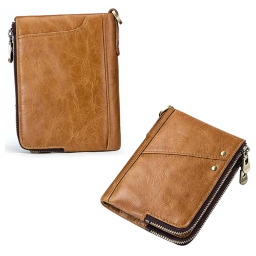 Hemobllo Herren RFID Geldbörse Khaki Dünne Multifunktions Clutch mit Kartenhalter Diebstahl Design für Kreditkarten Bargeld Ausweise von Hemobllo