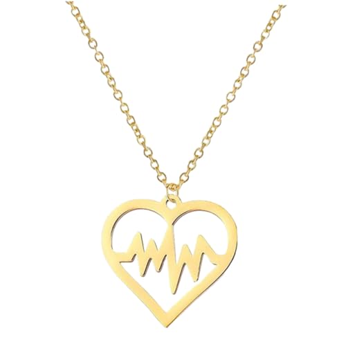 Hemobllo Herzförmige Titanstahl Halskette Damen Vergoldet Herz Anhänger Hohl Design Pullover Kette Schlüsselbein Schmuck Geschenkidee Hemobllo Herzförmige Titanstahl Halskette Damen Vergoldet Herz Anhänger Hohl Design Pullover Kette Schlüsselbein Schmuck Geschenkidee von Hemobllo