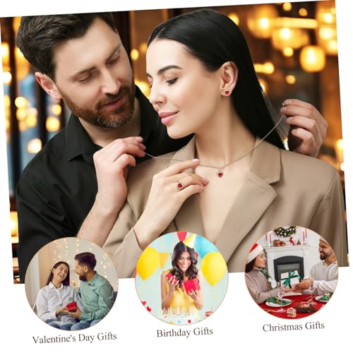 Hemobllo Herzförmiges Schmuckset Damen Teiliges Set Rotes Creative Armband Mode Ohrringe Frauen Halskette Eleganter Schmuck für Geburtstag Hochzeit Valentinstag von Hemobllo