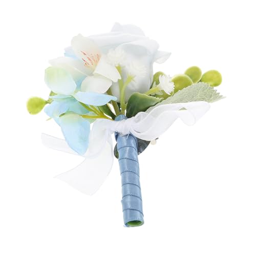 Hemobllo Hochwertige Hochzeitsbrosche Blaue Rosen Anstecknadel für Herren Anzug Handgefertigte Boutonniere aus Seidenstoff Langlebig Elegant Modisches Accessoire für Bräutigam Festliche von Hemobllo