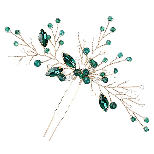 Hemobllo Hochwertige U-förmige Haarnadel Mit Strass Für Bräute Eleganter Haarschmuck Für Hochzeiten Und Besondere Anlässe in Grüngrün Als Geschenk Für Damen Und Mädchen von Hemobllo