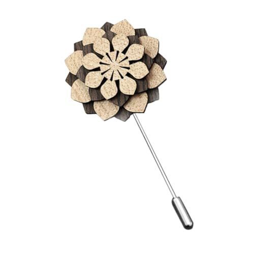 Hemobllo Holzblumen Anstecknadel Herren Boutonniere Pin aus Langlebigem Material Dekorativ und Modisch für Anzug und Kleidung Einzigartige Handgefertigte Brosche Einfach zu Befestigen von Hemobllo