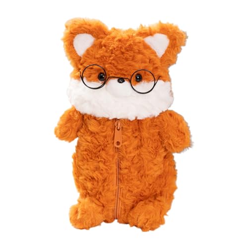Hemobllo Kawaii Fox Plüsch Bleistiftbeutel Süßes Fuchsdesign für Flauschige Stiftetui mit Reißverschluss für Schulbedarf und Schreibwaren von Hemobllo