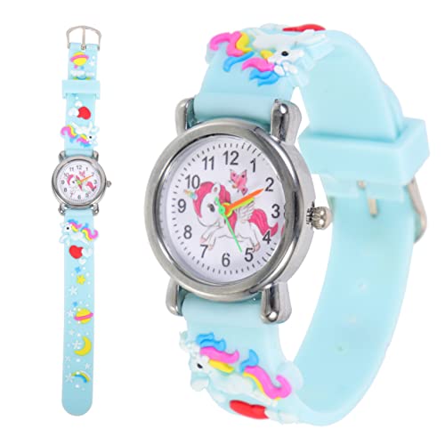 Hemobllo Kinderuhr Einhorn Armbanduhr für Mädchen Cartoon Uhr mit Buntem Kunststoffarmband Lernuhr für Kleinkinder und Schüler für Mädchen im Alter 3-7 Spielzeug Uhr Kinder von Hemobllo