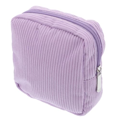 Hemobllo Kleine Cord Kosmetiktasche für Damen Kompakte Reißverschlusstasche Vielseitiger Mini Make Up Organizer zur Aufbewahrung von Make Up Münzen Damenbinden von Hemobllo
