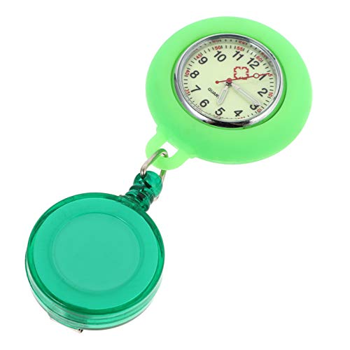 Hemobllo Uhr Versenkbare Arzt Clip auf Hängen Revers Tasche Uhren Rettungssanitäter Brosche Leuchtende Uhr Grün von Hemobllo
