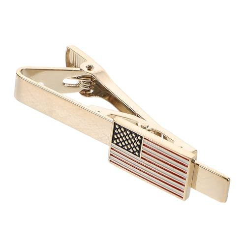 Hemobllo Krawattenklammer Herren Goldfarbene Kupfer US Flagge Design Business Anzug Zubehör für Hochzeit Kompakter Fester Halt und Sicheres Tragen von Hemobllo