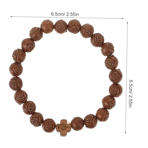 Hemobllo Kreuz Armband mit Rosenholzperlen Leichtes Gebetsarmband für Herren und Damen Handgefertigtes Christliches Schmuckstück in Kaffee Modisches Beaded Design Komfortabel und von Hemobllo