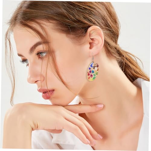 Hemobllo Künstlerische Holz Ohrringe Damen Boho Stil Leicht Langlebig Modisches Schmuck Accessoire für Alltag und Besondere Anlässe Bunte Statement Ohrhänger von Hemobllo