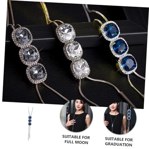 Hemobllo Lange Damen Halskette mit Blauen Kristallanhängern Strickpullover Kette Funkelnde Schmuckperlen Vielseitiges Accessoire für Party und Alltag von Hemobllo