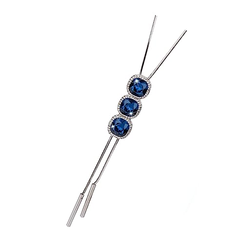 Hemobllo Lange Strickerkette Damen Halskette mit Funkelnden Kristallanhängern und Quasten in Blau Langlebiger Modeschmuck für Herbst Winter Vielseitiges Accessoire für Frauen von Hemobllo