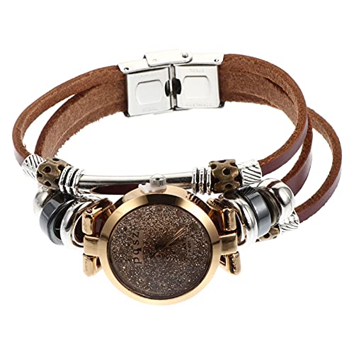 Hemobllo 1 STK Anschauen Modische Armbanduhr Manschettenarmband Stapelbar Armbanduhr Für Mädchen Weibliche Lederuhren Kleiden Armbanduhren Damen Jahrgang Gurt Spiegel Aus von Hemobllo