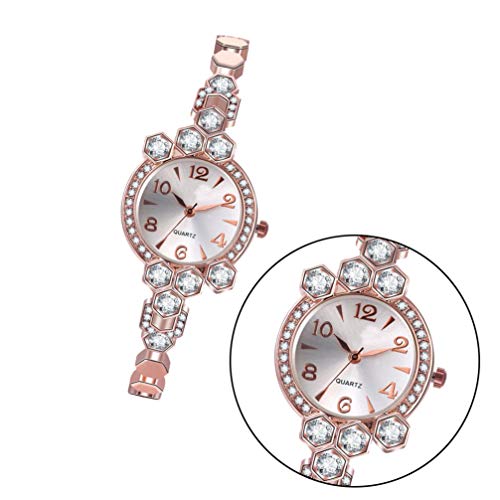 Hemobllo Damen Rhinestone Armbanduhr Aus Legierung Elegante Quarz-Uhr Roségold Stilvolle Handgelenkdekoration Für Modische Frauen Präzise Zeitmessung Und Einzigartiges Design von Hemobllo
