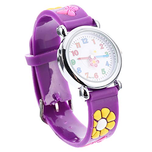 Hemobllo Kinderuhr Cartoon Uhren Für Mädchen Sportuhr Für Mädchen Kinder Cartoon Uhr Schüleruhr Kinderparty Gunst Kinder wasserdichte Uhr Armbanduhr Kieselgel Blumen Quarz Kleinkind Violett von Hemobllo