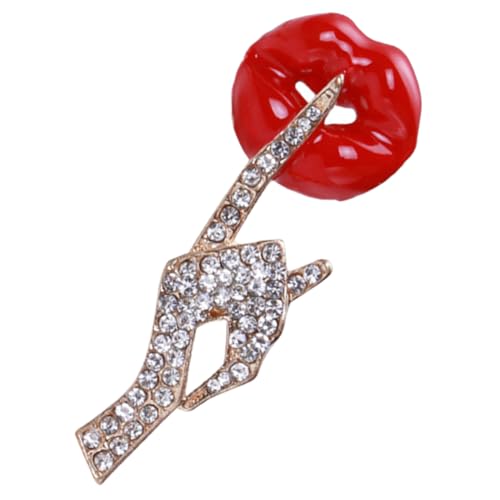 Hemobllo Lippenbrosche aus Metall mit Strass Langlebige Frauen Kleidungs Anstecknadel Ästhetischer Schal und Mantel Pin Vielseitiges Accessoire für Jacken Hüte und Taschen von Hemobllo