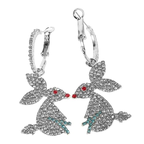 Hemobllo Luxuriöse Rabbit Ohrringe Damen Strass Glänzend Modisch Leicht Elegant Extravaganter Ohrschmuck für Festliche Anlässe von Hemobllo