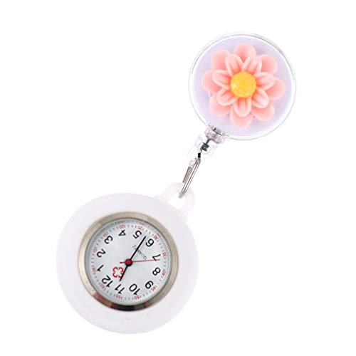 Hemobllo Mädchenuhren Nette Uhr Cartoon Uhr Tragbare Clip Auf Uhr mit Zweite Hand Medizinische Taschenuhr Frühling Party Geschenk für Doktor Rosa Brosche von Hemobllo