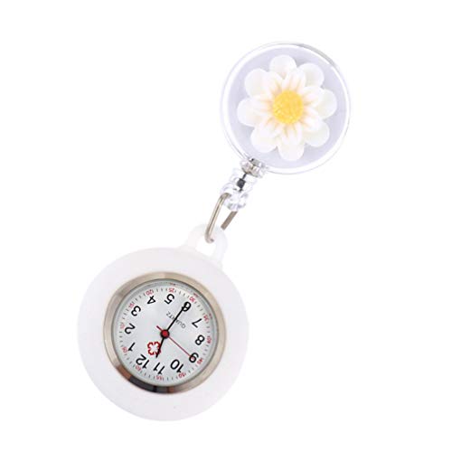 Hemobllo Mädchenuhren Nette Uhr Cartoon Uhr Tragbare Clip Auf Uhr mit Zweite Hand Medizinische Taschenuhr Frühling Party Geschenk für Doktor Wei? Brosche von Hemobllo