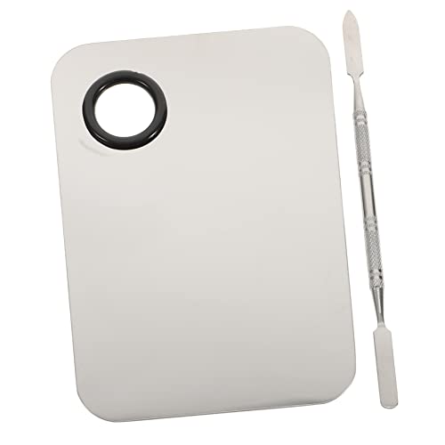 Hemobllo Make Up Mischpalette und Spatel Palette mit Spatel Silber Professionelle Kosmetik Spachtel zum Mischen von Foundation und Lidschatten für Präzises Auftragen von Hemobllo